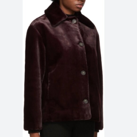 NWT Vince Plush Faux Fur Plum Wine Casual Jacket XXS $592 - Picture 8 of 16